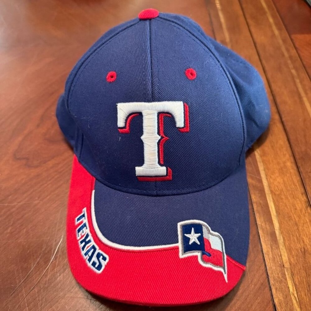 MLB Texas Rangers Hat Ball Cap Adjustable Back Mens Blue Red OSFA